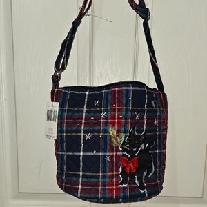 Vera Bradley Scottie Dog Plaid Bucket Crossbody Shoulder Bag